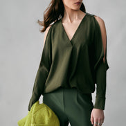 Woven Boxy Top with Dolman Sleeves 922