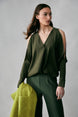 Woven Boxy Top with Dolman Sleeves 922