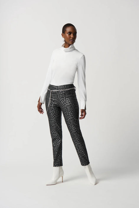 Metallic Houndstooth Pull-On Pants