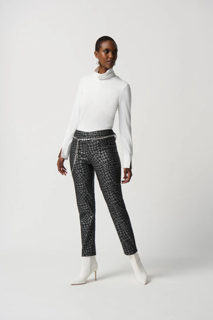 Metallic Houndstooth Pull-On Pants