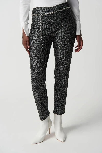 Metallic Houndstooth Pull-On Pants