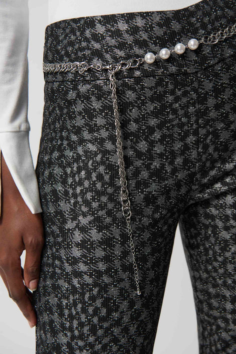 Metallic Houndstooth Pull-On Pants