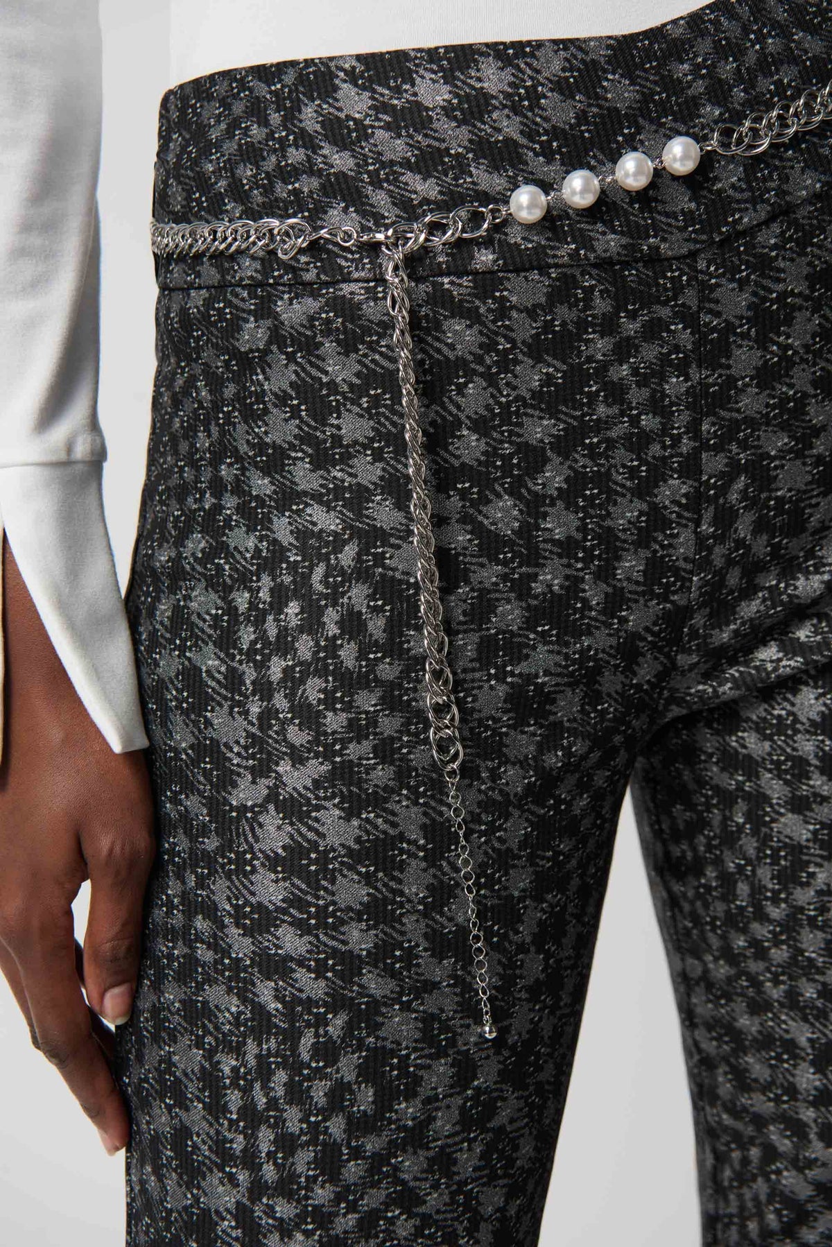 Metallic Houndstooth Pull-On Pants