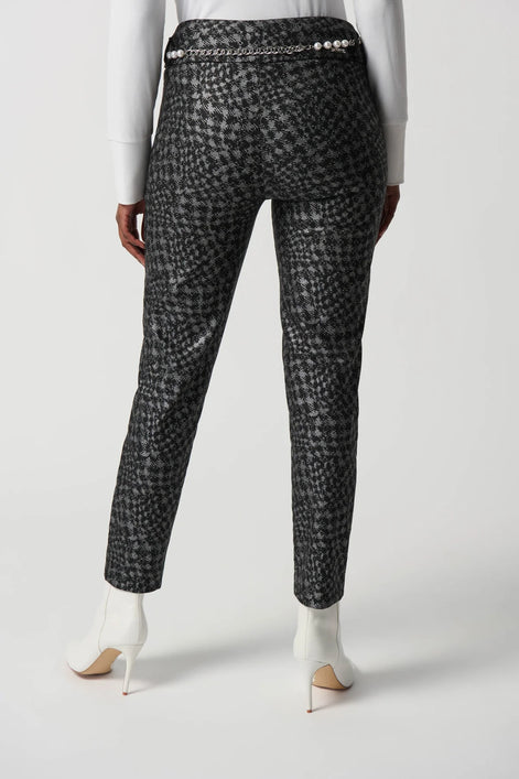 Metallic Houndstooth Pull-On Pants
