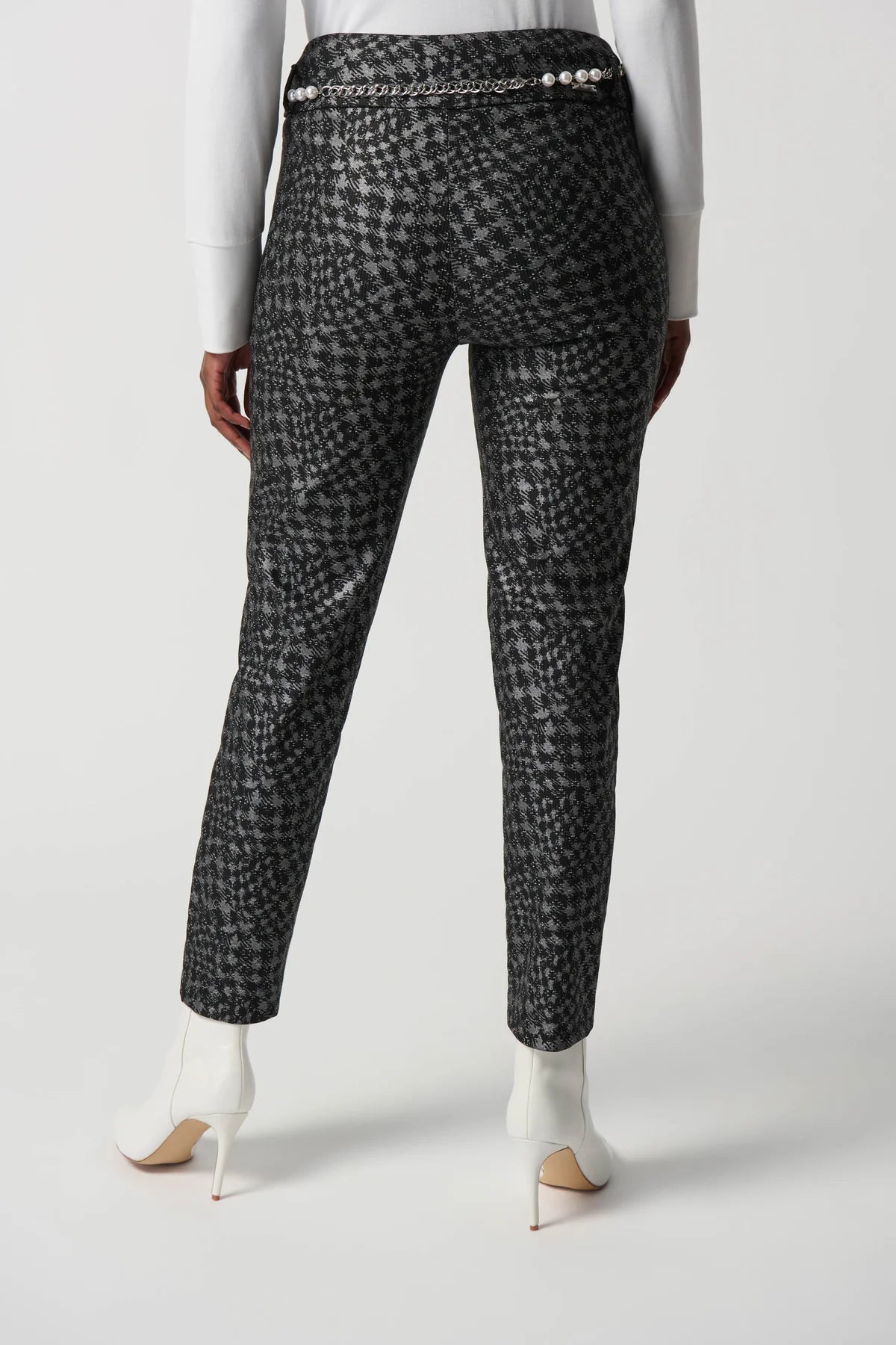 Metallic Houndstooth Pull-On Pants