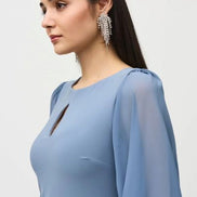 Chiffon Sleeve Keyhole Shift Dress 1547