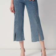 Culotte Jeans With Embellished Front Seam 688