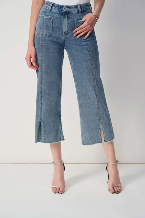 Culotte Jeans With Embellished Front Seam