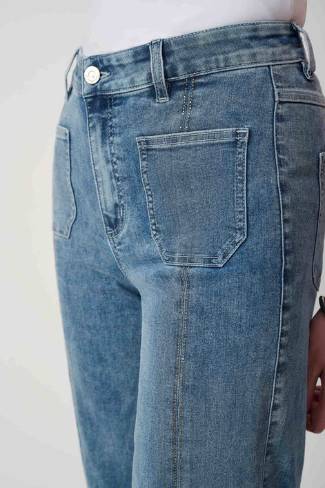 Culotte Jeans With Embellished Front Seam