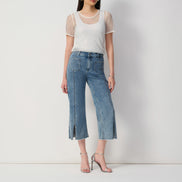 Culotte Jeans With Embellished Front Seam 688