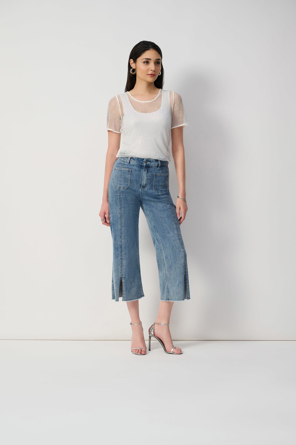 Culotte Jeans With Embellished Front Seam 688