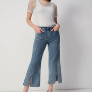 Culotte Jeans With Embellished Front Seam 688
