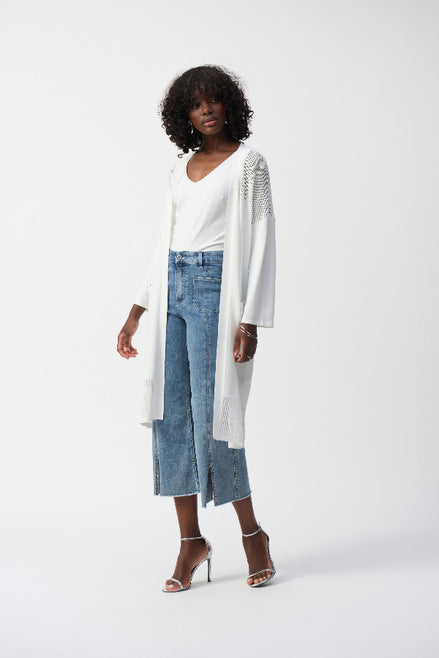 Culotte Jeans With Embellished Front Seam