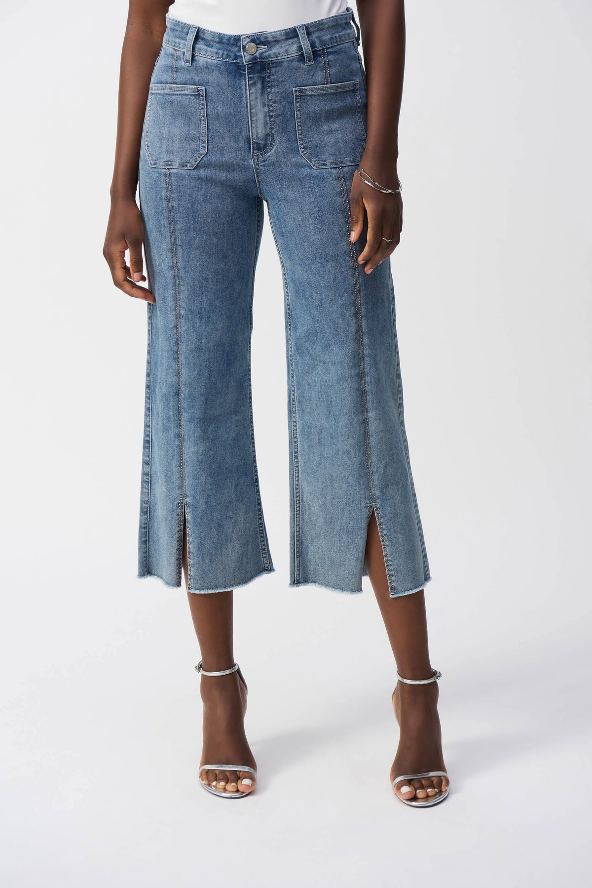 Culotte Jeans With Embellished Front Seam 688