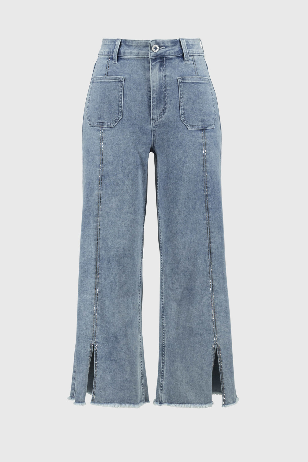 Culotte Jeans With Embellished Front Seam 688