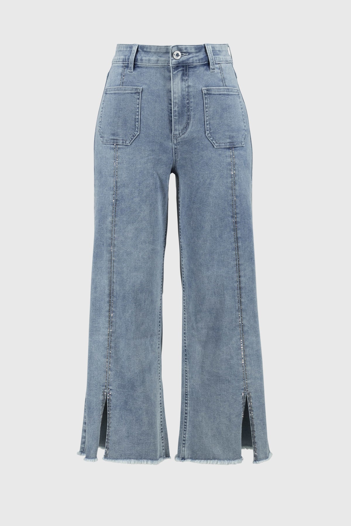 Culotte Jeans With Embellished Front Seam 688