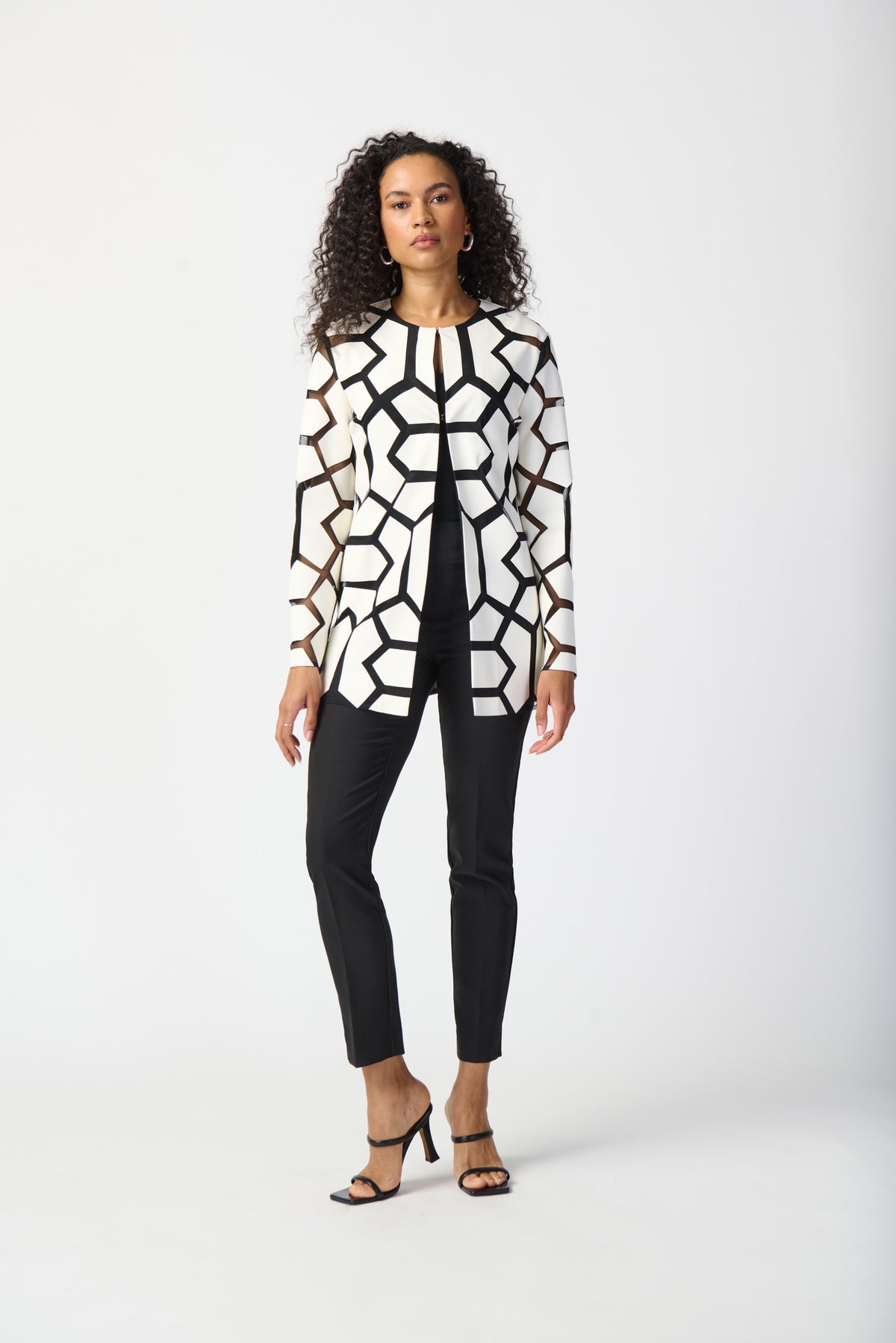 Geometric Pattern Hip-length Jacket 740