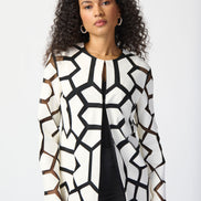 Geometric Pattern Hip-length Jacket 740