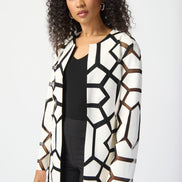 Geometric Pattern Hip-length Jacket 740
