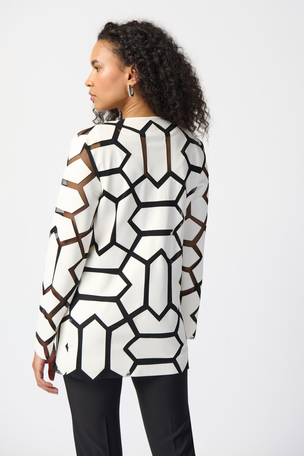 Geometric Pattern Hip-length Jacket 740