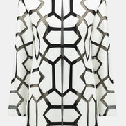 Geometric Pattern Hip-length Jacket 740
