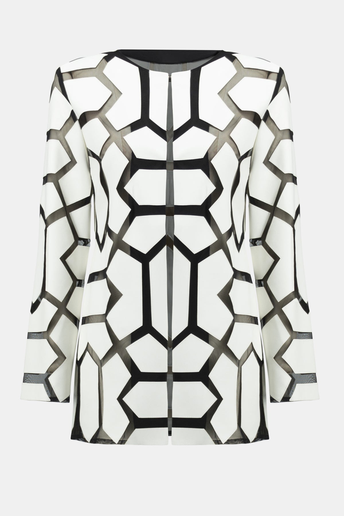 Geometric Pattern Hip-length Jacket 740