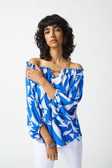 Off Shoulder Abstract Print Top