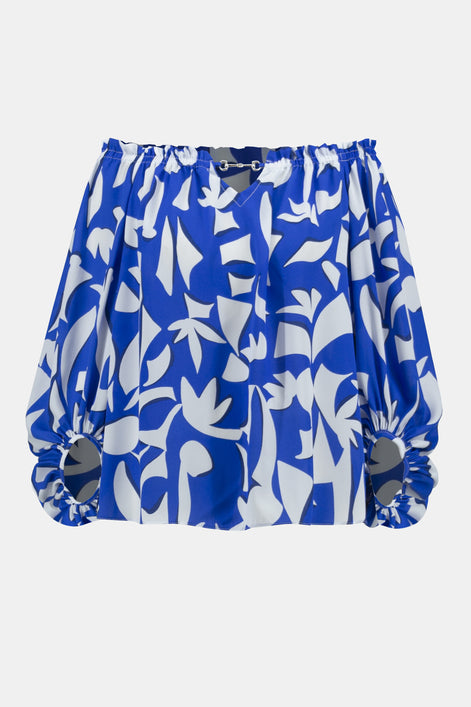 Off Shoulder Abstract Print Top