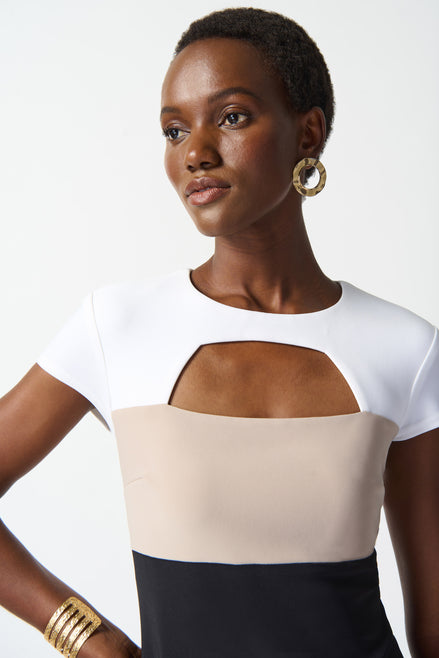 Tri Colour Cut Out Sheath Dress