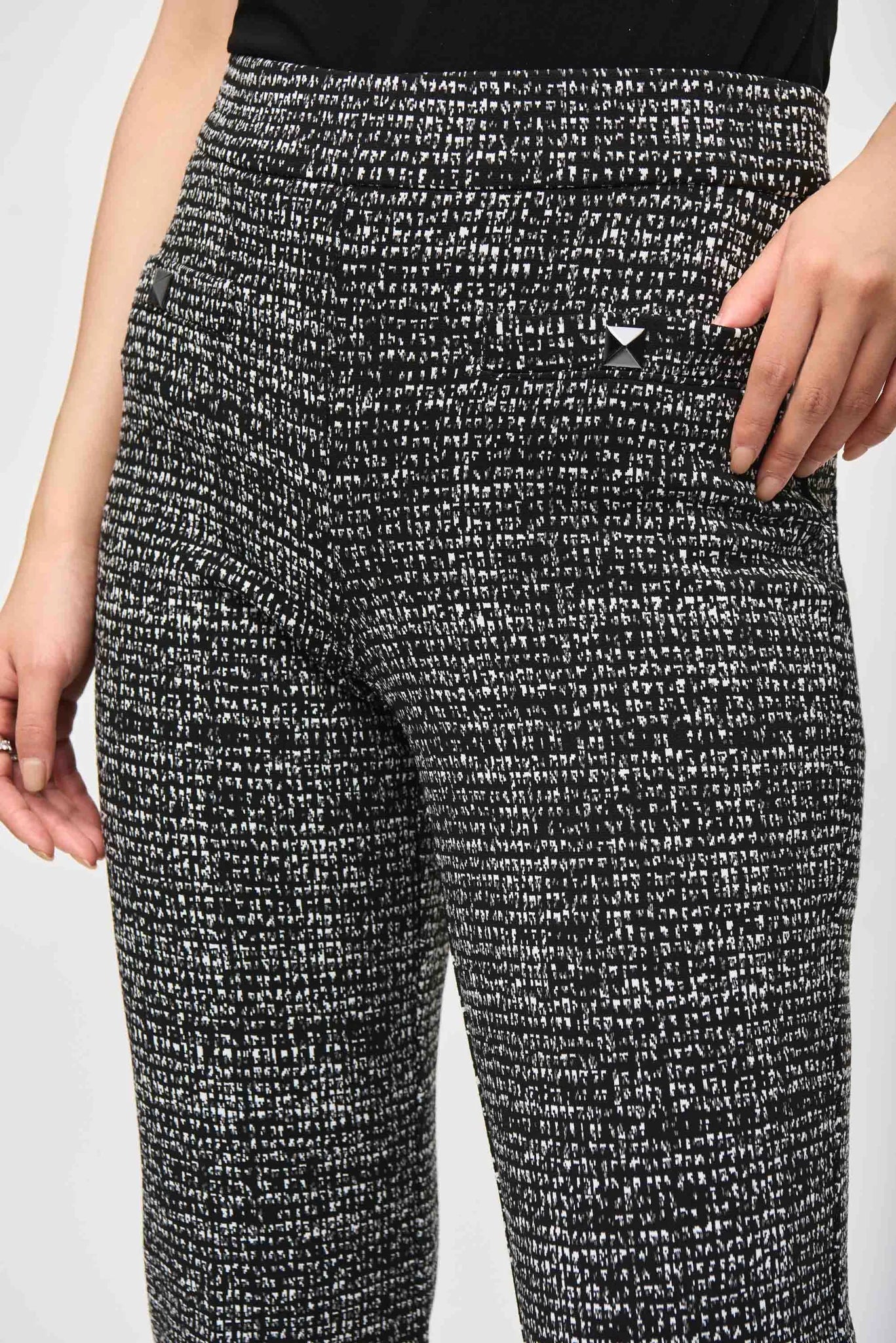 Black Tweed Kick Flare Trousers