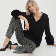 Black Tweed Kick Flare Trousers 847