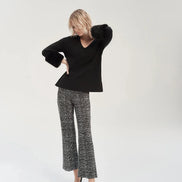 Black Tweed Kick Flare Trousers 847