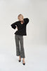 Black Tweed Kick Flare Trousers