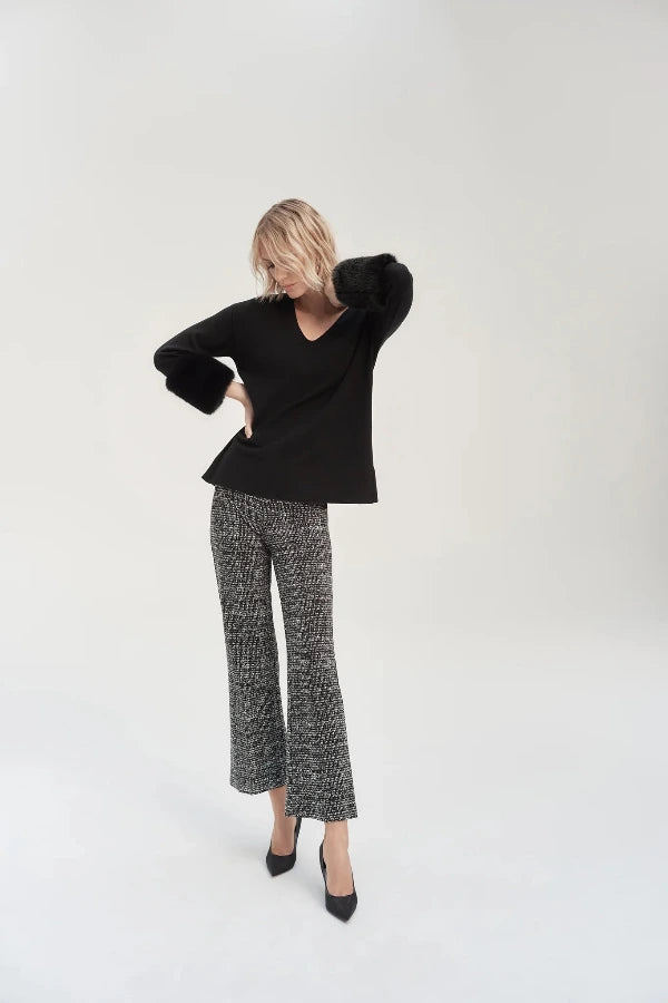 Black Tweed Kick Flare Trousers