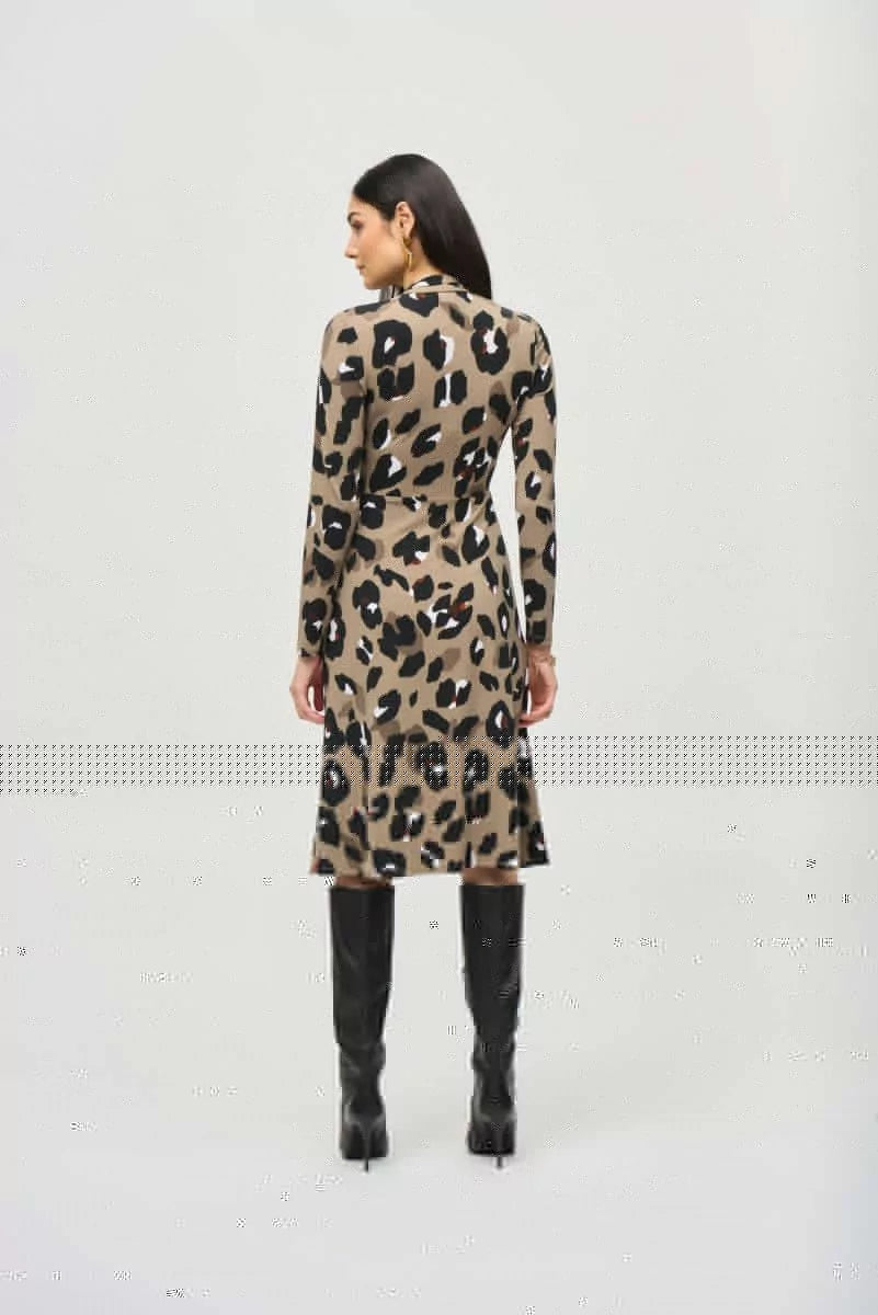 Animal Print Wrap Midi Dress