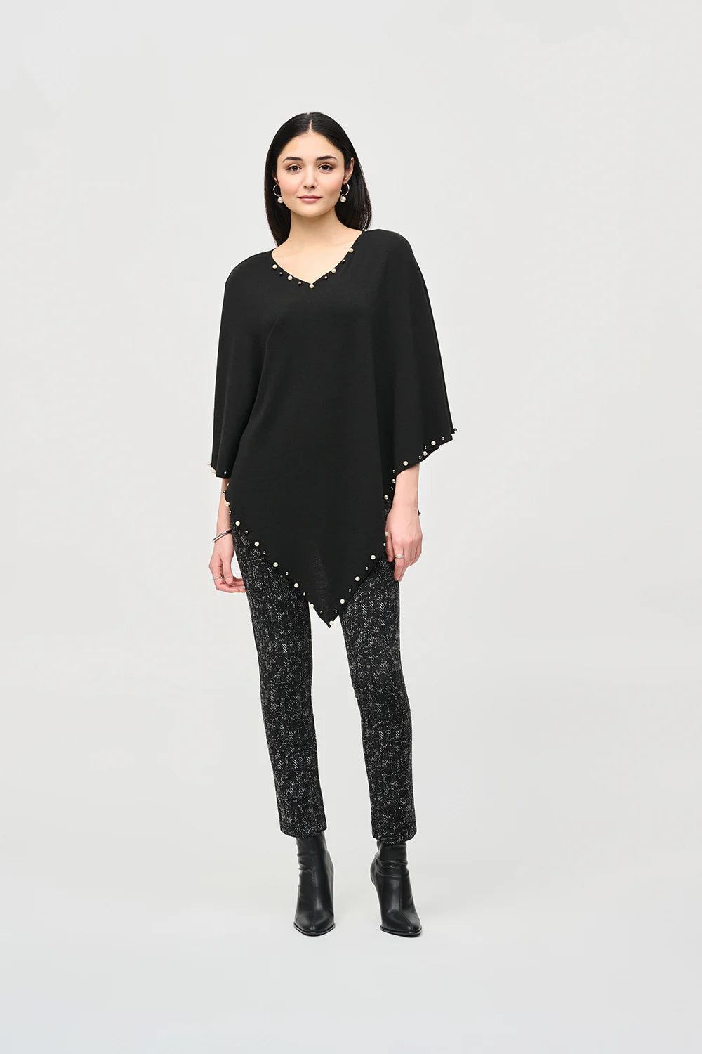V-Neck Rivet Knit Poncho