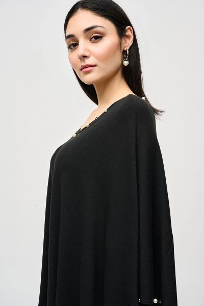 V-Neck Rivet Knit Poncho
