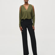 Woven Boxy Top with Dolman Sleeves 922