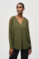 Woven Boxy Top with Dolman Sleeves 922