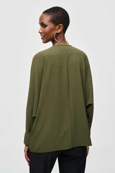 Woven Boxy Top with Dolman Sleeves