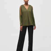 Woven Boxy Top with Dolman Sleeves 922