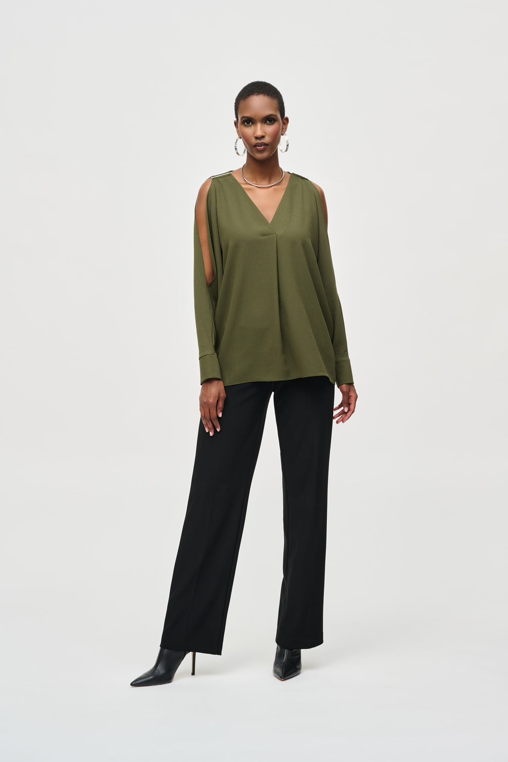 Woven Boxy Top with Dolman Sleeves 922