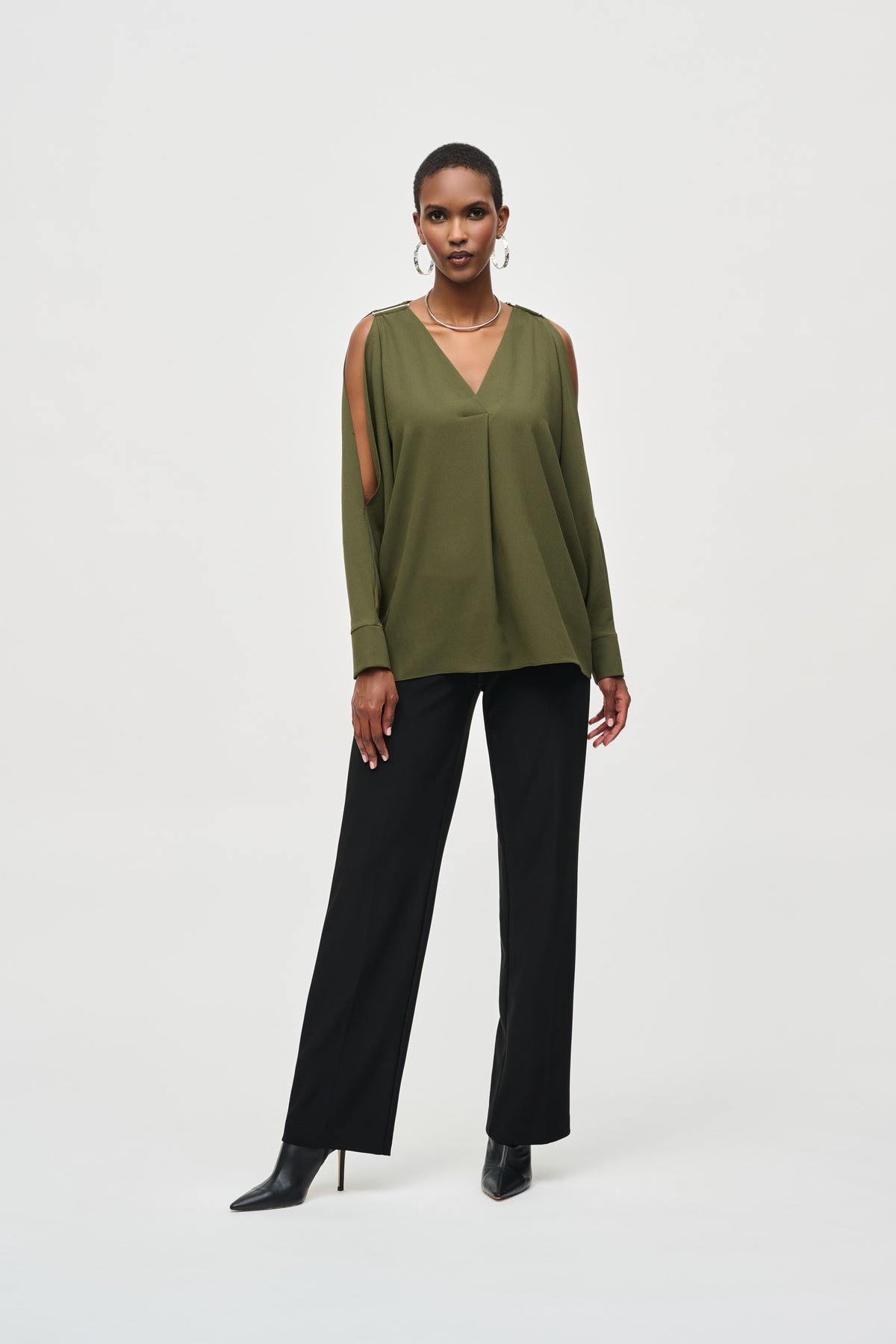Woven Boxy Top with Dolman Sleeves 922