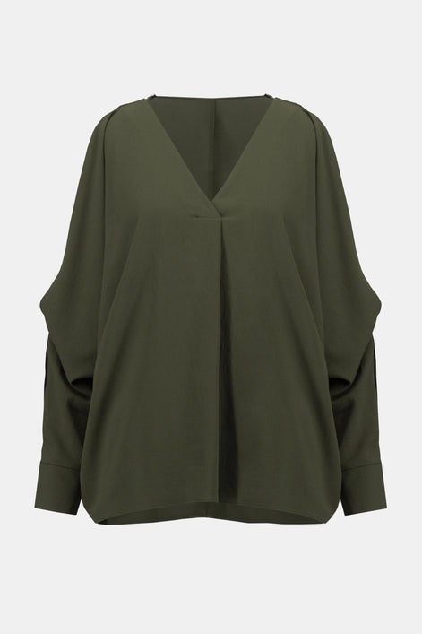 Woven Boxy Top with Dolman Sleeves