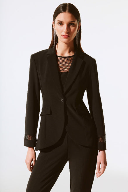 Minimalist Rhinestone Mesh Blazer