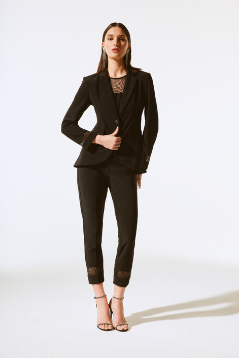 Minimalist Rhinestone Mesh Blazer