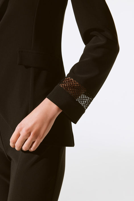 Minimalist Rhinestone Mesh Blazer