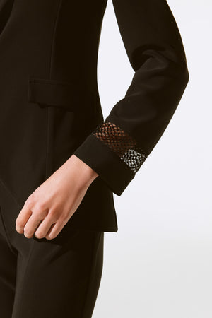Minimalist Rhinestone Mesh Blazer