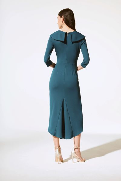Regal Shawl Collar Dress with Cascading Ruffle