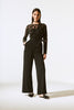 Long Sleeved Sequined Brocade Jumpsuit
